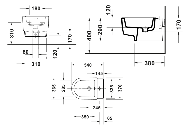 Биде подвесное Duravit Balcoon 365x540 мм цвет Clay terra matt 272615AM00