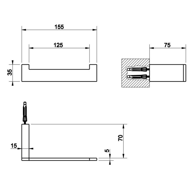 Бумагодержатель Gessi Rettangolo 155x75x35 мм Nickel PVD 20855720