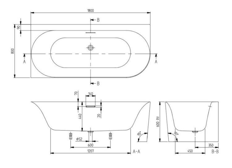 Ванна пристенная Villeroy & Boch Loop & Friends 1800x800x600 мм овальная альпийский белый UBA180LOF9CL00V01