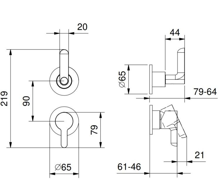 Смеситель для душа Fantini Icona Deco встраиваемый на 2 потребителя Raw Metal PVD 53Q8R685B