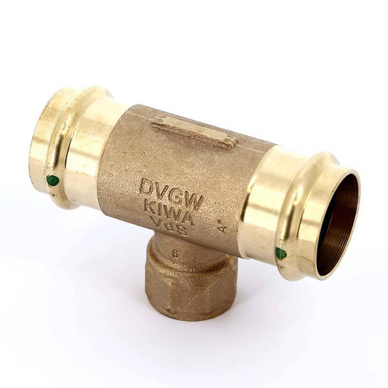 Тройник пресс-В Viega Sanpress 42х1х42 бронза 361211