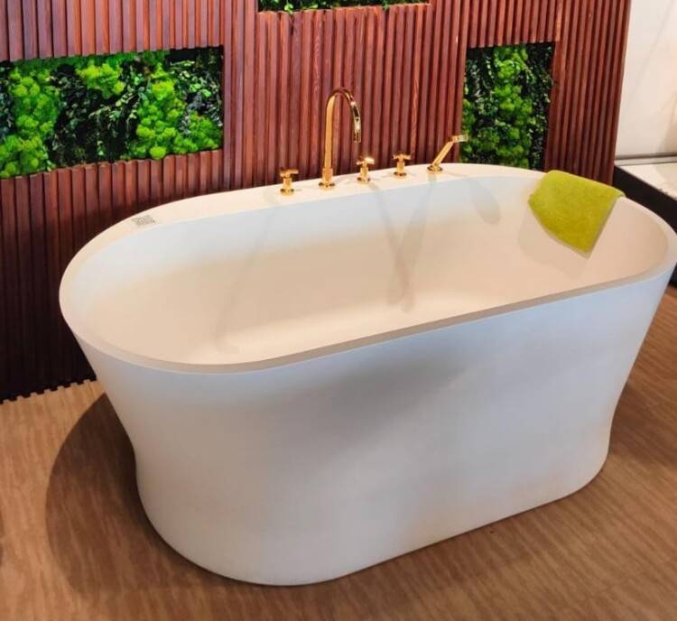 Комплект THG Monceau ванна с сифоном и смесителем белый матовый/PVD золото B11AS2B5925foriG00H52305HG8AH521132SG