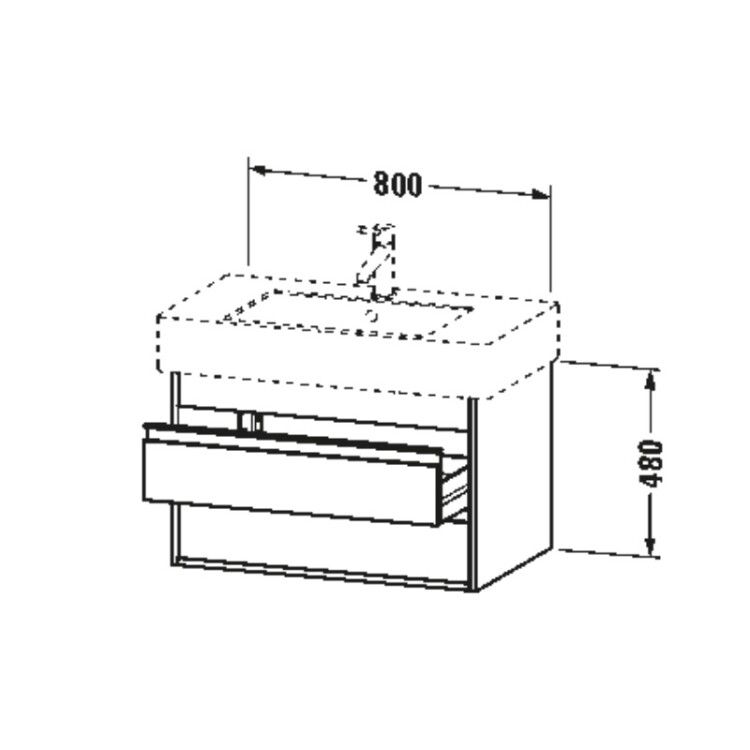 Тумба под раковину подвесная Duravit Ketho 800x455x480 мм 2 ящика, белый матовый KT664001818