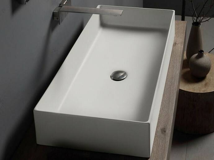 Раковина Scarabeo Teorema 2.0 800x400x140 мм без отверстия цвет Pearl 510241