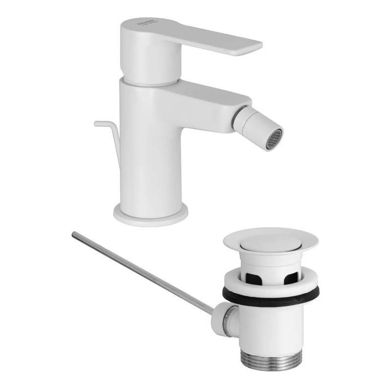 Смеситель для биде Remer Energy однорычажный с донным клапаном белый матовый EY20BO