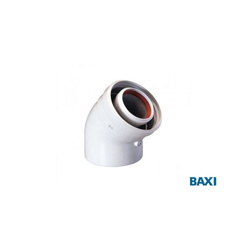 Отвод коаксиальный BAXI 80/125 мм 45° полипропиленовый 71408881