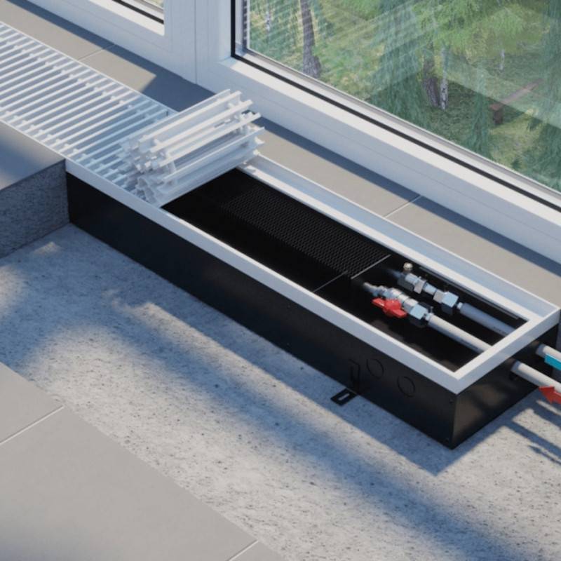 Конвектор внутрипольный Vitron ВКВ с вентилятором 80x300x2000 мм 2-трубный 220В ВКВ.80.300.2000.2ТГ.220