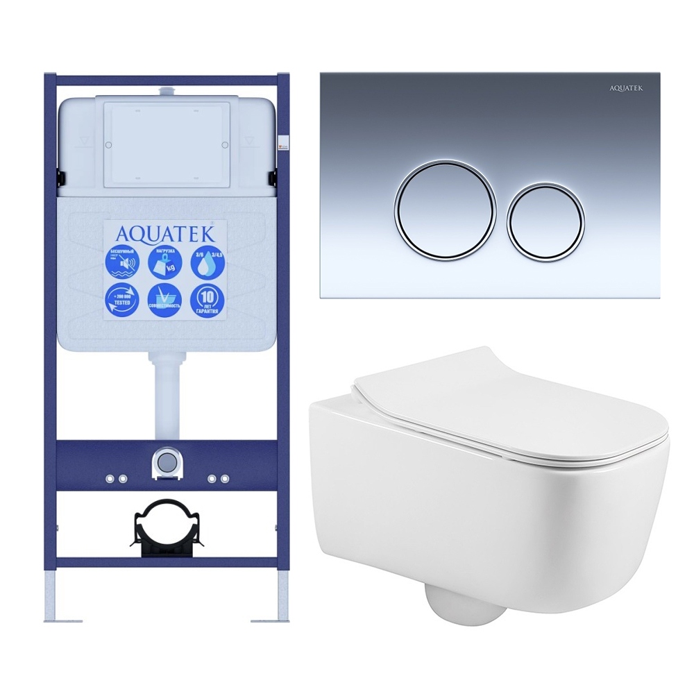Комплект инсталляции 4 в 1 Aquatek Лугано-018 рама Standard INS-0000012 и унитаз AQ2002-00 ЛУГАНО-018 4в1