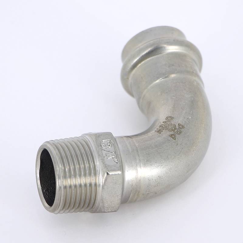 Угольник переходной пресс IBP >B< Press Inox 22х1/2 НР нержавеющая сталь PS4001G0220600