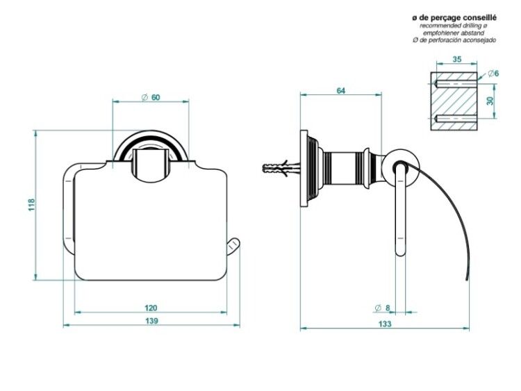 Бумагодержатель THG West Coast With Metal Lever Handle 139x133x118 мм PVD матовая латунь U9BH50538AC