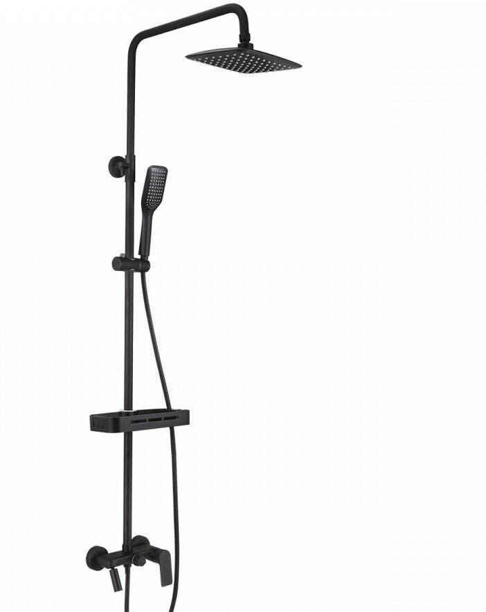 Душевая система Lemark Tropic со смесителем для ванны и верхним душем черный LM7002BL