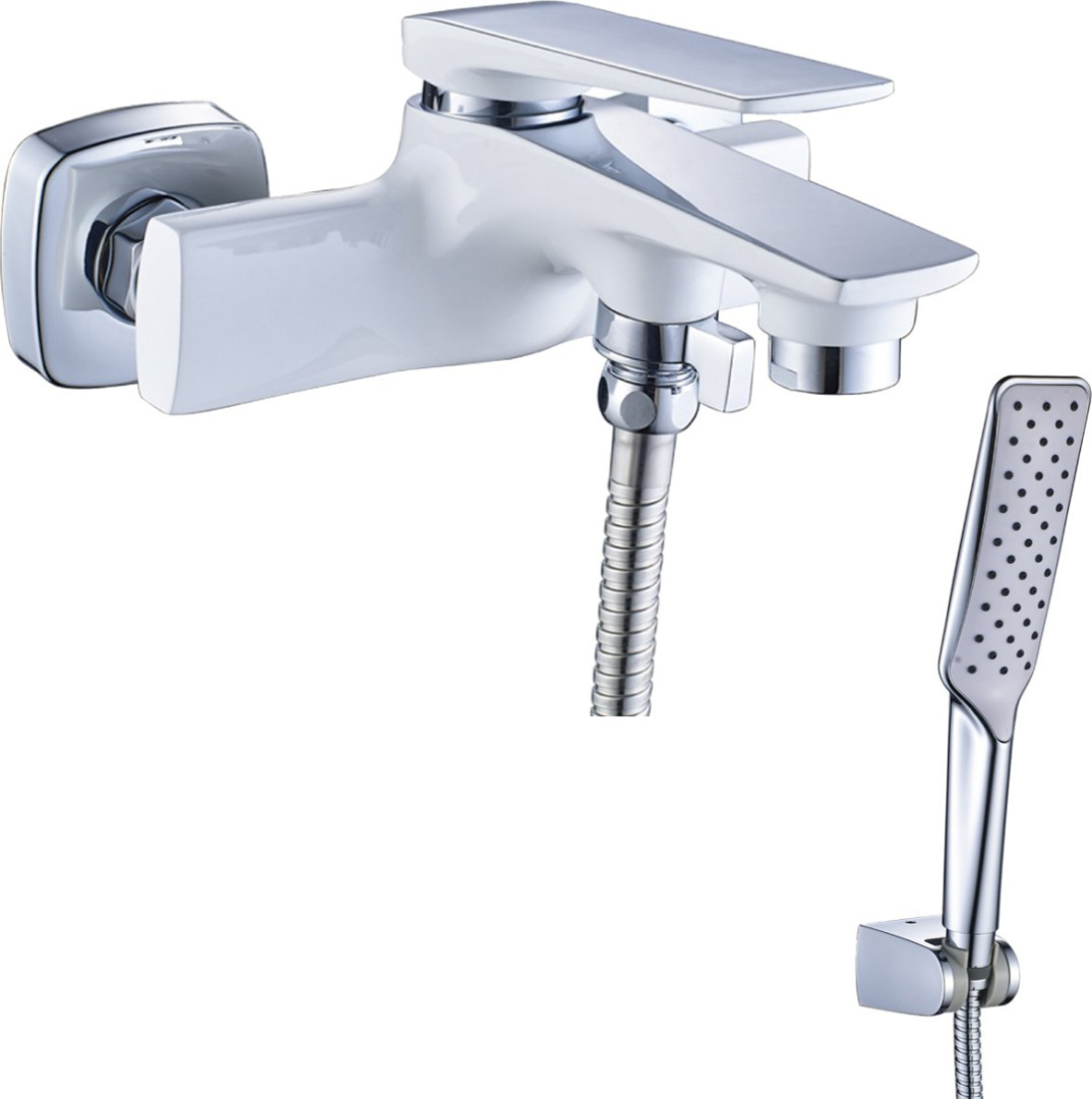 Смеситель для ванны Lemark Allegro с коротким изливом хром/белый LM5914CW