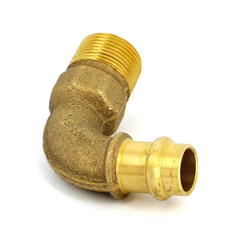 Угол пресс с наружной резьбой Viega Sanpress бронза 15x3/4 443030