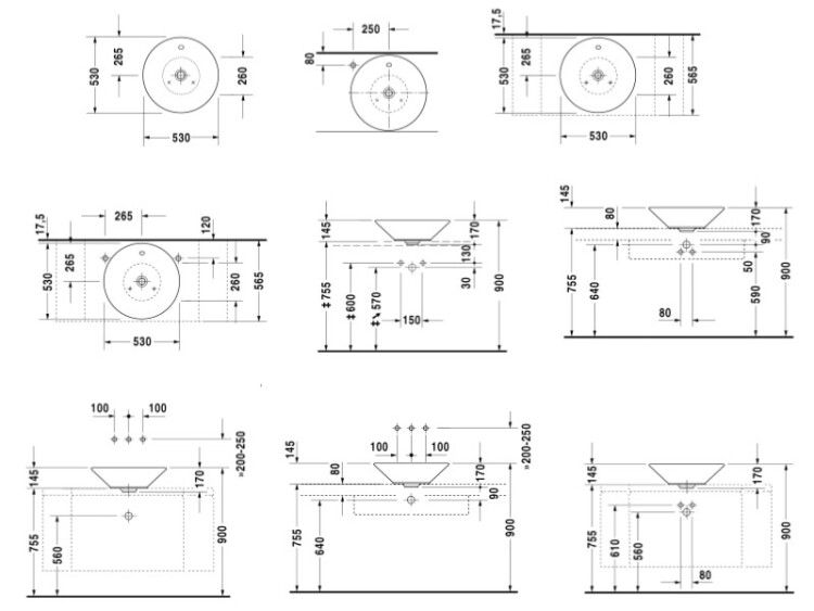 Раковина накладная Duravit Starck 1 530x530 мм без отверстия для смесителя 0408530000