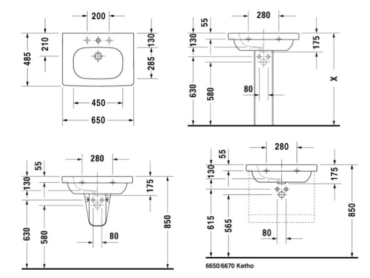 Раковина Duravit D-Code 650x485 мм белая 03426500002