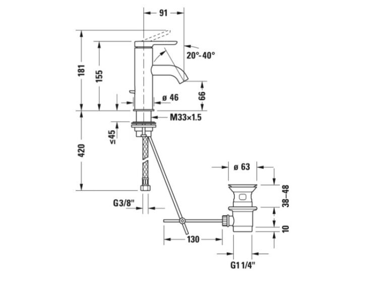 Смеситель для раковины Duravit C.1 хром C11010001010