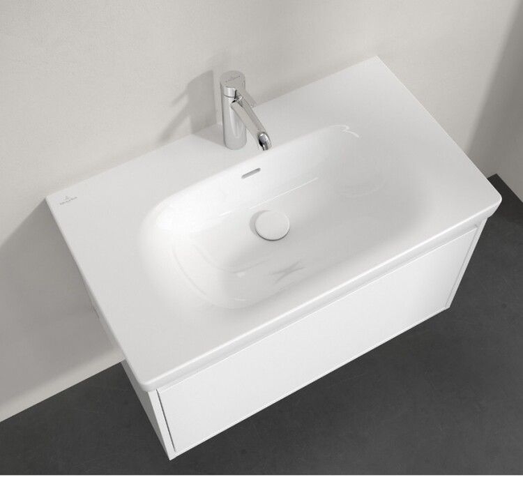 Раковина, Villeroy Boch, Skyla, шгв 800-460-115, отверстия для смесителя-1, цвет-альпийский белый