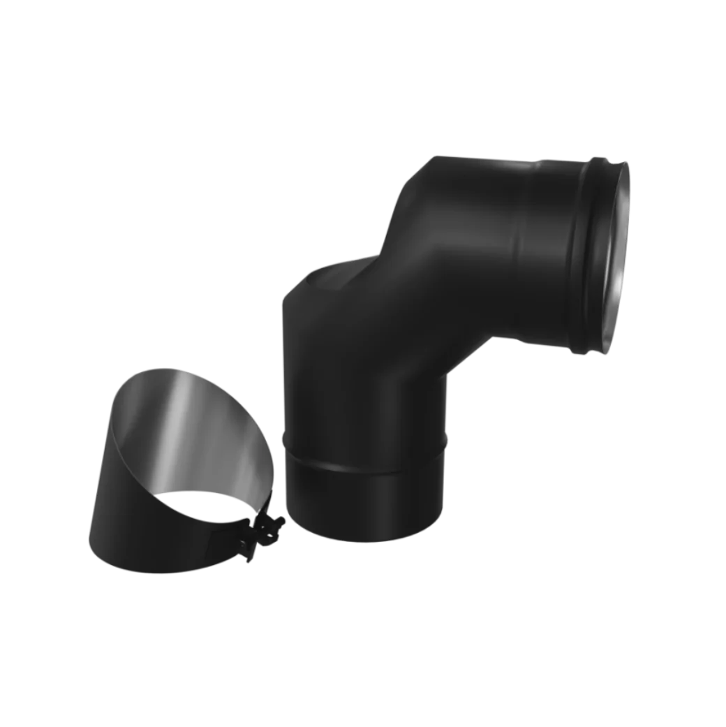 Колено-ревизия 90° Ferrum 430/0.8 мм эмаль черная Ø115 мм Af6137