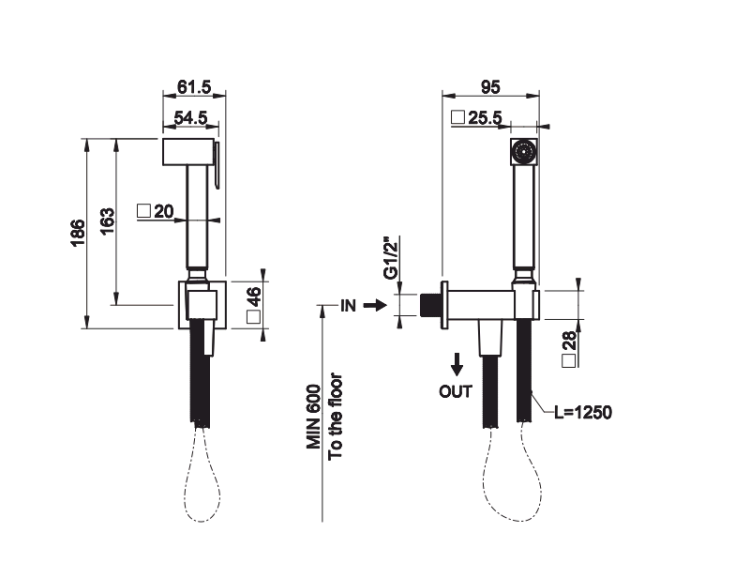 Гигиенический душ Gessi Rettangolo цвет Finox 20021149
