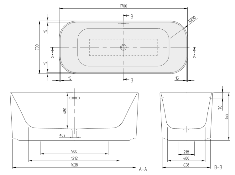 Ванна Villeroy & Boch Finion 1700x700 мм отдельностоящая цвет Stone White/хром UBQ177FIN7N100V2RW