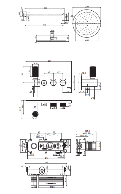 Душевой комплект Fima Carlo Frattini Shower systems термостатический хром F5979X2R252CR
