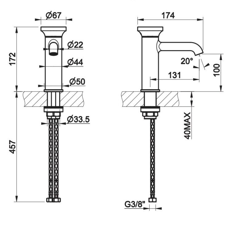 Смеситель для раковины Gessi Origini черный матовый 66002299