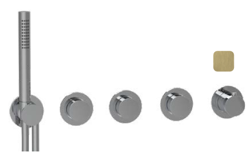 Смеситель для душа встраиваемый Almar Water Control Modular на 3 потребителя латунь брашированная PVD E180434HB