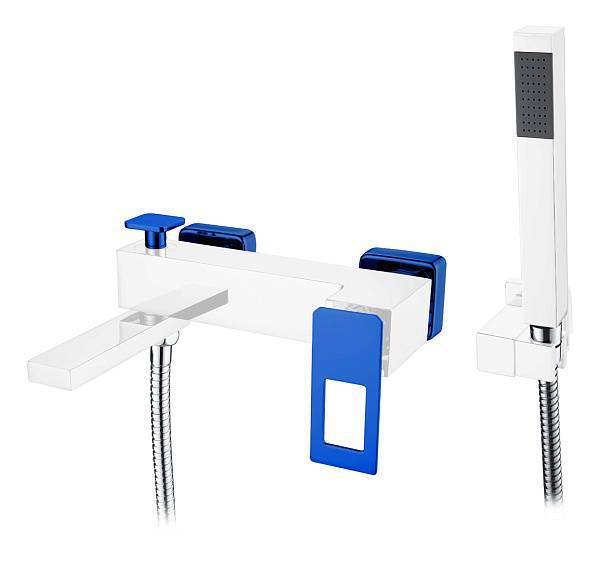 Смеситель для ванны с душем Boheme Q настенный хром/синий 143-CRUV