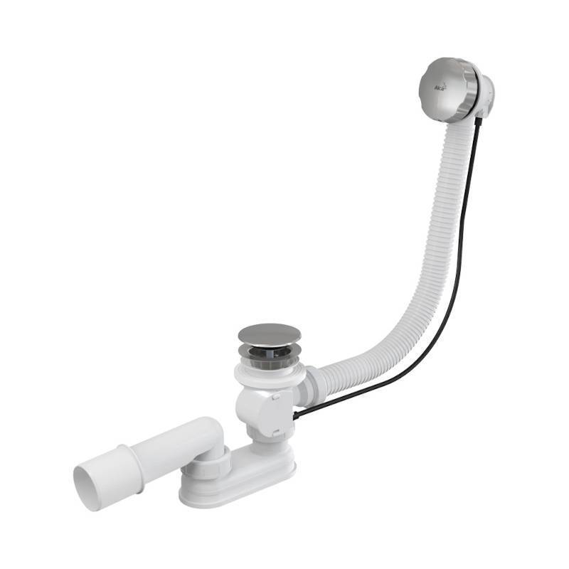 Слив-перелив полуавтомат для ванны Alcadrain 40/50х800 мм пробка 70 мм хром A55KM-80