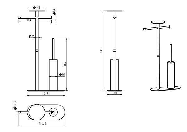 Стойка для ванной напольная Boheme Venturo золото/черный 10953-B-G