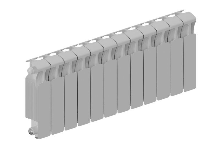 Радиатор биметаллический RIFAR MONOLIT VENTIL 300 13 секций нижнее подключение RAL 9016 MN-300-13-VR