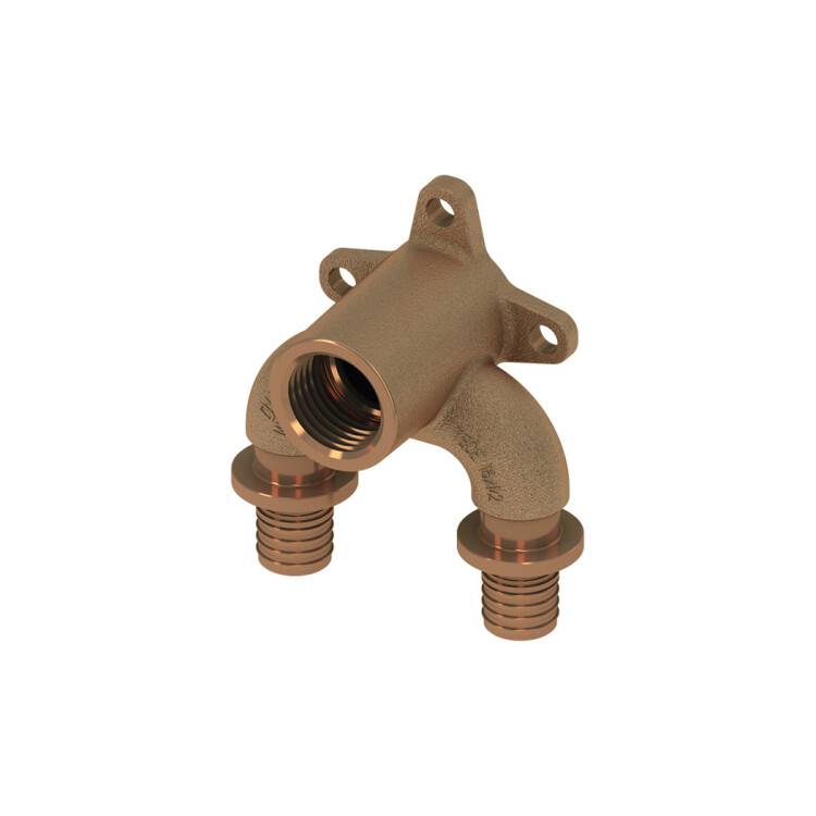 Тройник угловой с настенным креплением TECE TECEflex 16х1/2х16 мм бронза 708625