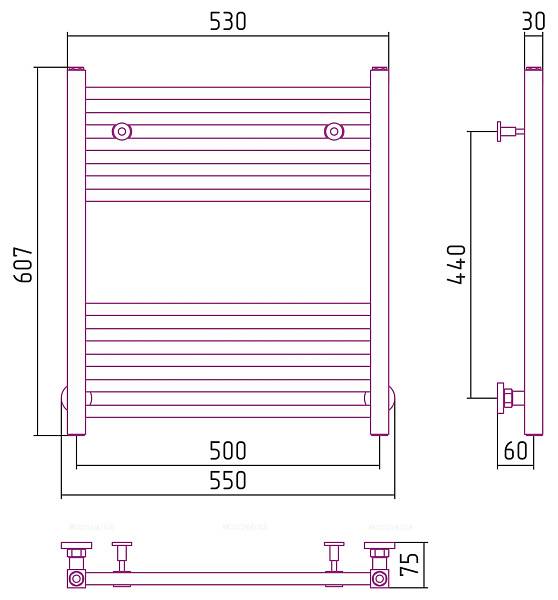 Полотенцесушитель водяной Сунержа Модус 500x600 мм матовый черный 31-0250-6050
