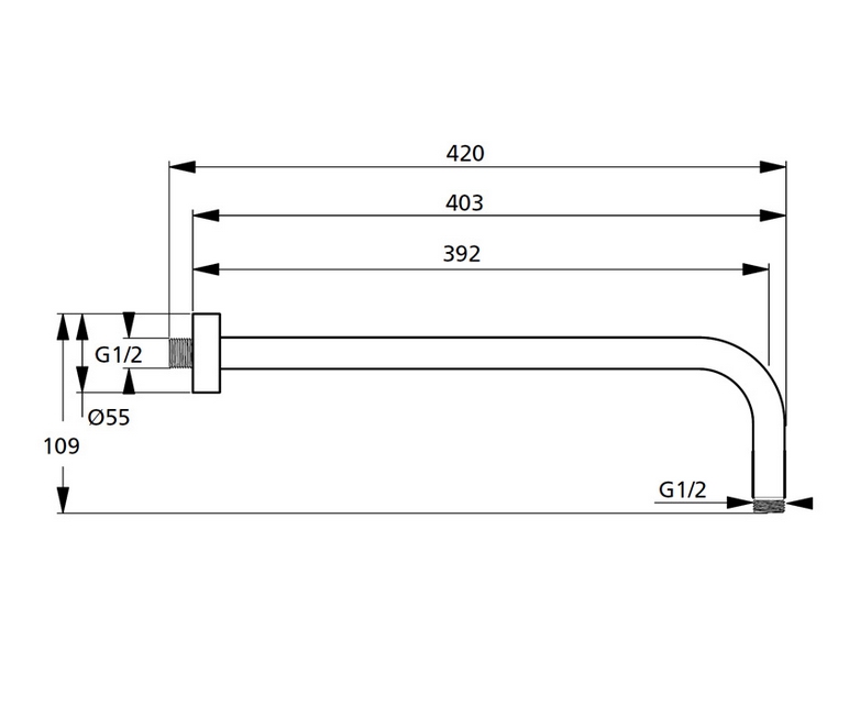 Настенный держатель верхнего душа Ideal Standard IdealRain 400 мм матовый черный B9445XG