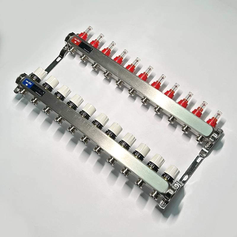 Коллекторная группа 1 x 11 выходов 3/4 STOUT с расходомерами из нержавеющей стали без концевых групп 450W4311