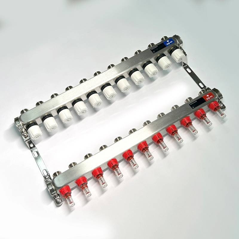 Коллекторная группа 1 x 11 выходов 3/4 STOUT с расходомерами из нержавеющей стали без концевых групп 450W4311