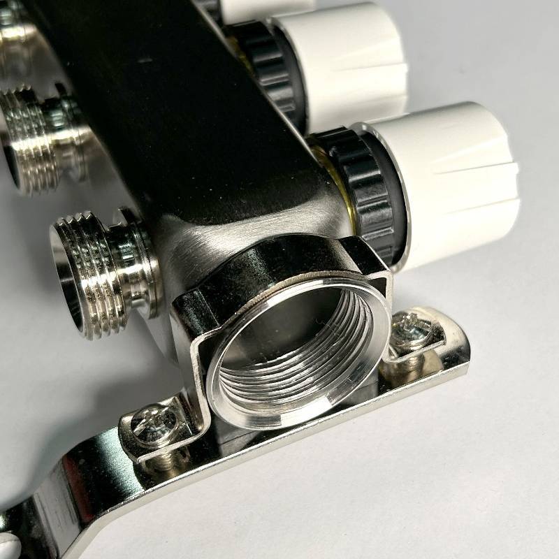 Коллекторная группа 1 x 4 выхода 3/4 STOUT с балансировочными клапанами из нержавеющей стали без концевых групп 451W4304