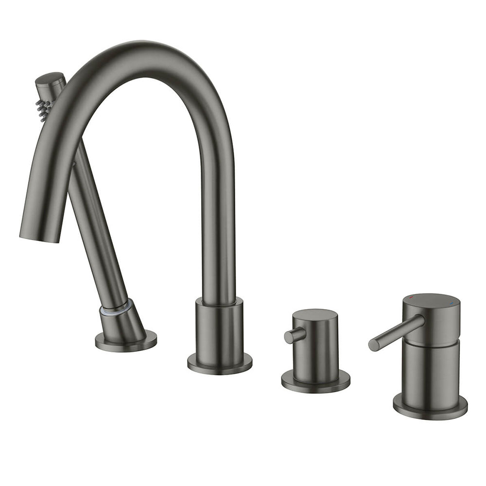 Смеситель на борт ванны Aquanet Европа на 4 отверстия оружейная сталь AQ1348BGM