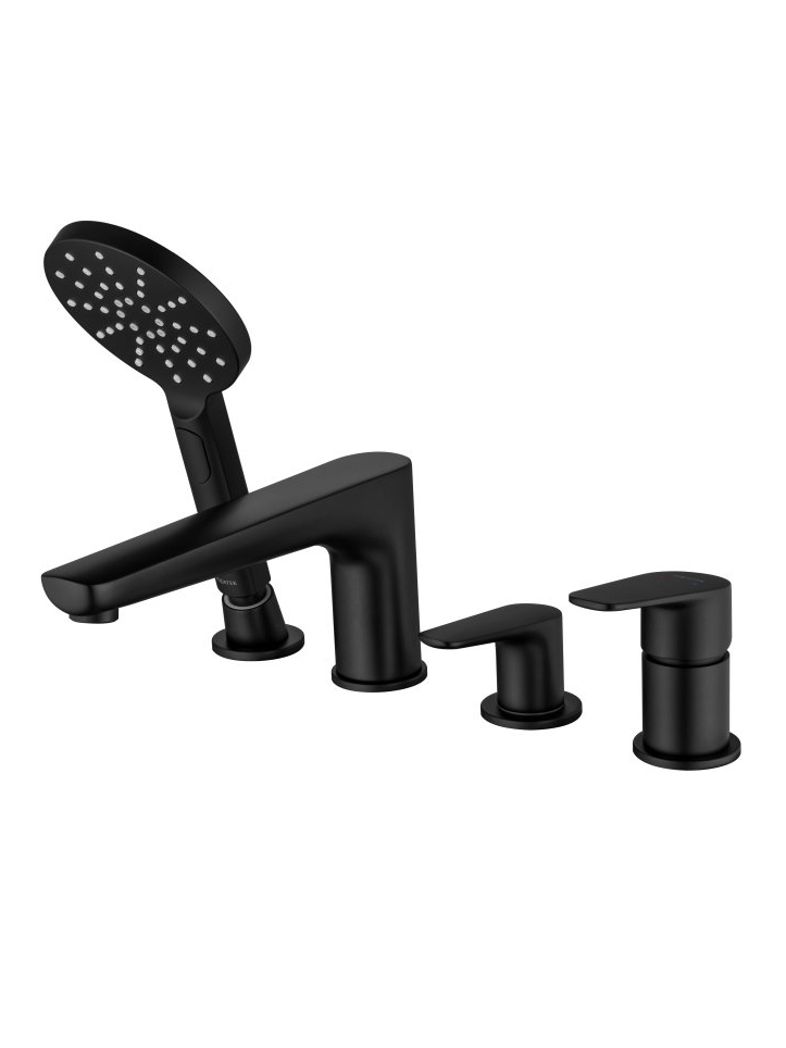 Смеситель на борт ванны Aquanet Бетта на 4 отверстия матовый черный AQ1148MB