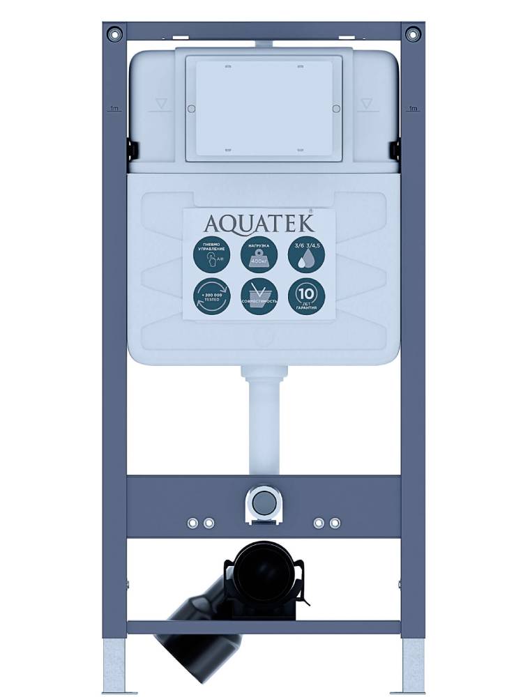 Инсталляция для подвесного унитаза Aquatek Pneumo S50 пневматическая со звукоизоляционной прокладкой INSP-0000001