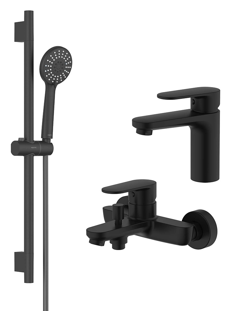 Набор смесителей 3 в 1 Aquanet Ника AQ1810MB/AQ1840MB/AQ2017MB AQ1830MB