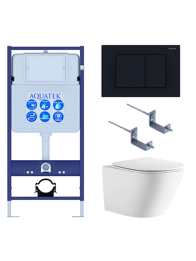 Комплект инсталляция с унитазом Aquatek Либерти 4 в 1 (INS-0000012, KKI-0000002, KDI-0000012, AQ1999T-00) ЛИБЕРТИ-012 4в1