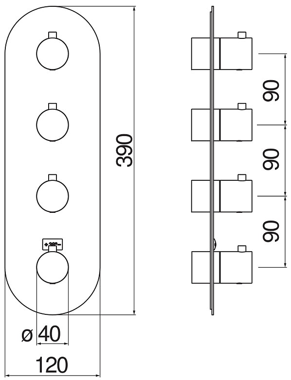 Термостатический смеситель для ванны Webert Live 4 выхода внешняя часть матовый белый WE00104/TWM