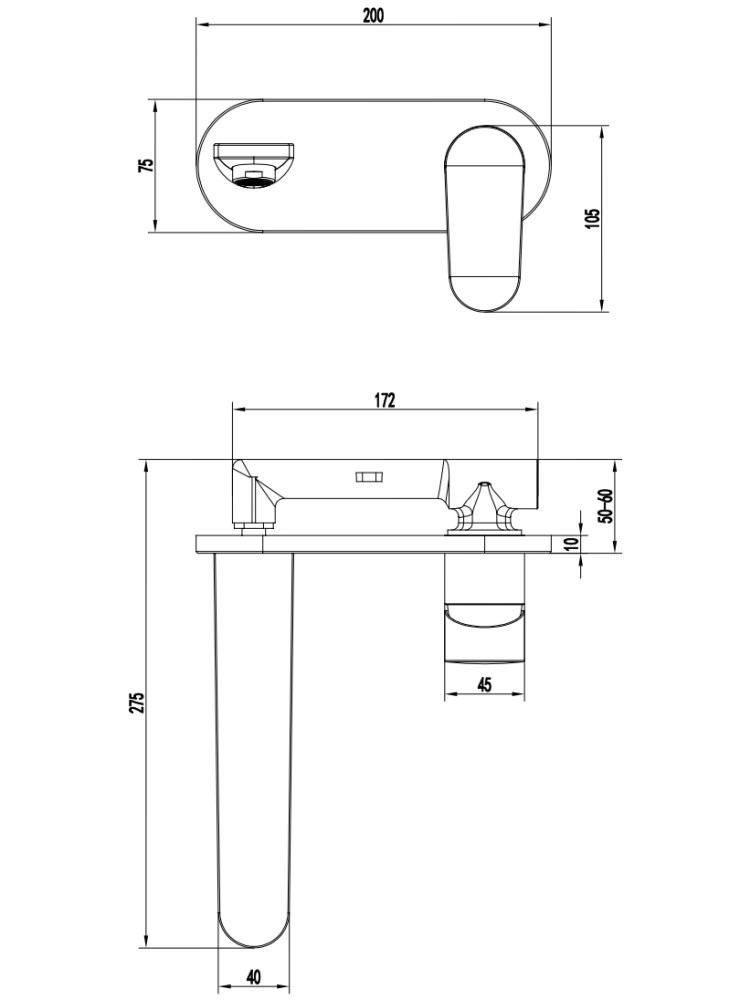 Смеситель для раковины Aquanet Ника настенный скрытого монтажа хром AQ1813CR