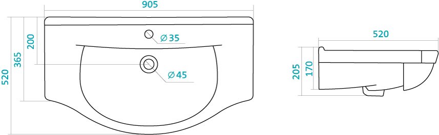 Умывальник Santek Эльбрус 90 см 1.WH11.0.790