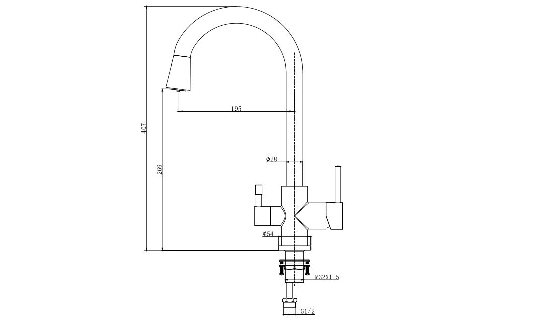 Смеситель для кухни Aquanet Вега с подключением к фильтру полукруглый излив матовый черный AQ1085MB