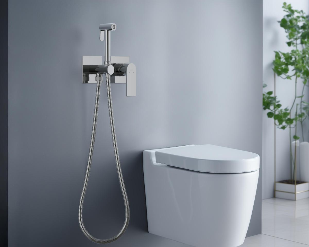 Комплект для гигиенического душа Aquanet Лира встроенный 2 отверстия хром AQ1420CR