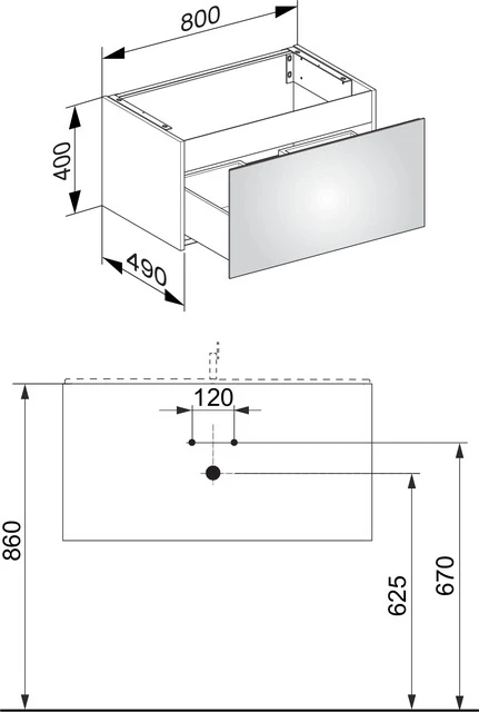 Тумба под умывальник KEUCO PLAN 800x490x400 мм инокс матовый 32961290000