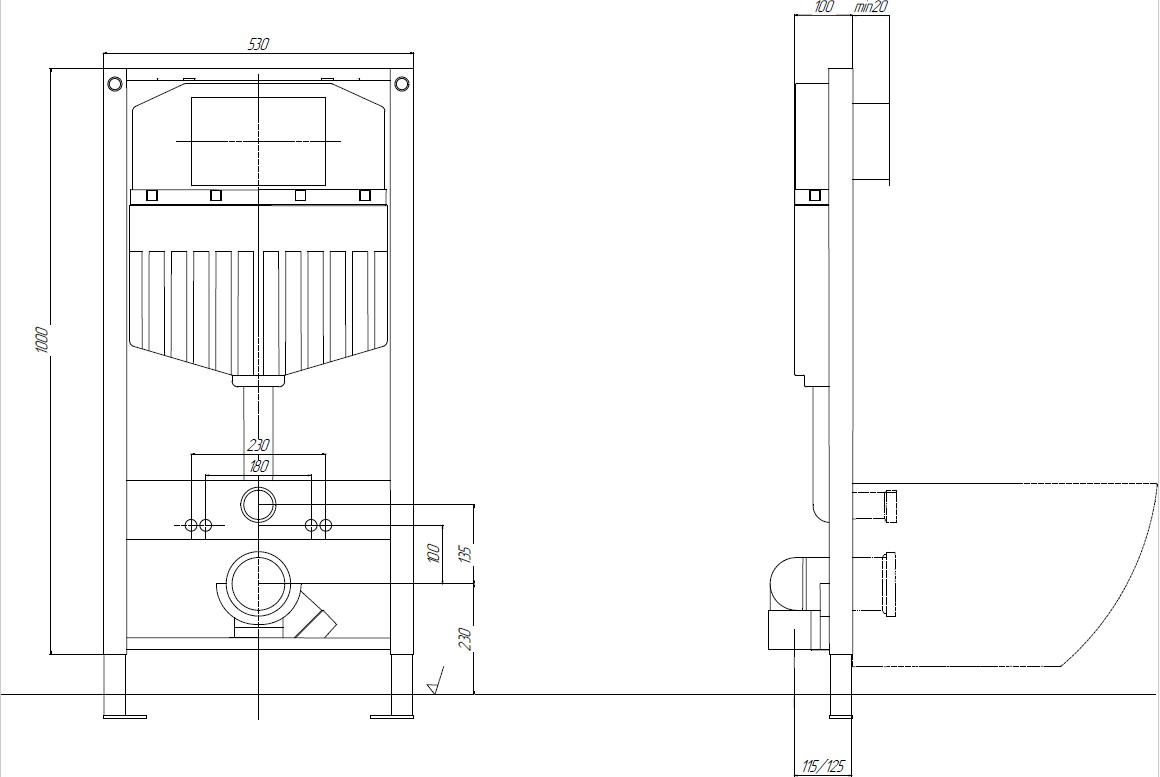 Инсталляция для подвесного унитаза Aquatek Duos 50 со звукоизоляционной прокладкой INS-0000023