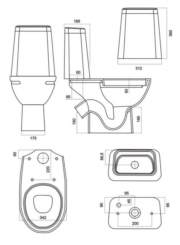 Унитаз-компакт безободковый Sanita Luxe Марс Бо Комфорт белый S1 WC.CC/Mars/2-DM.Rim/WHT.G/S1